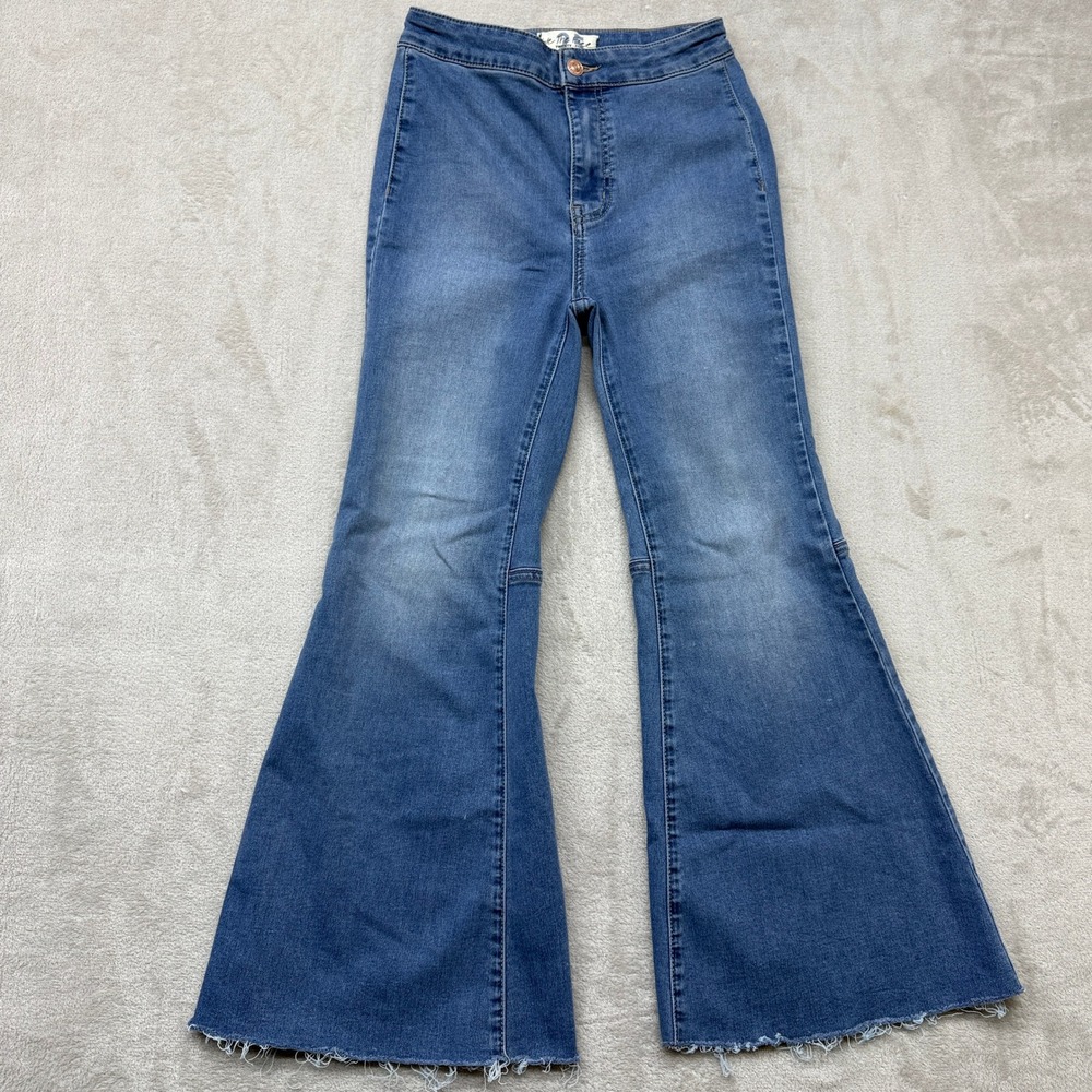 We The Free Jeans Women's 25 Flare High Rise Just Float On Boho Raw Hem Denim